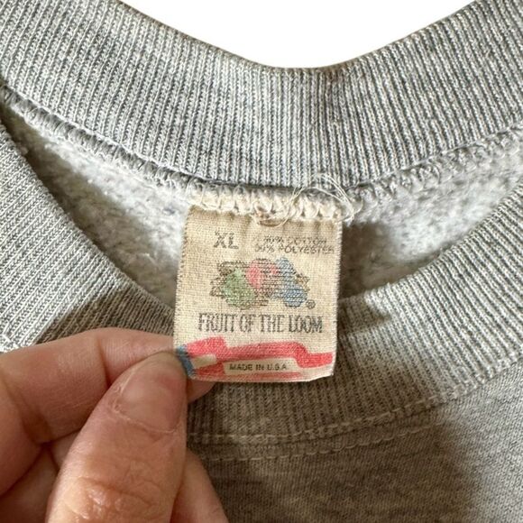 Vintage 90s Fruit Of The Look Listen To Women Gray Crewneck Sweatshirt XL - Picture 3 of 4